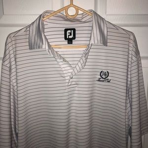 Footjoy Polo Golf Shirt White Striped Size Large